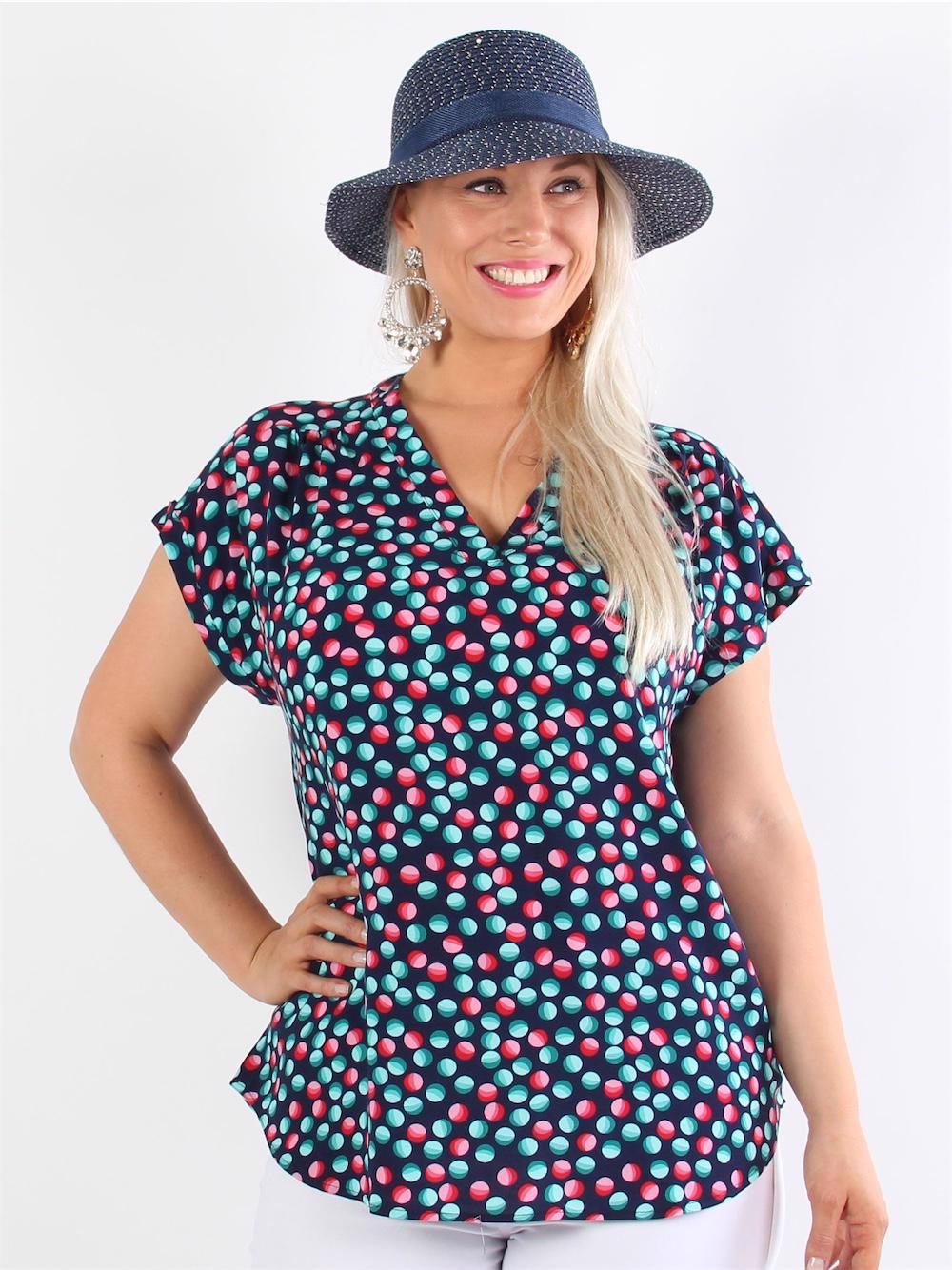 Agacia - T-shirt med forskellig farvede prikker